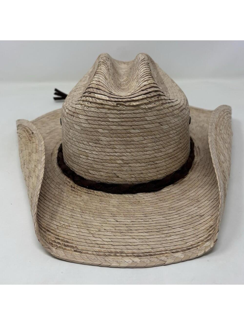 Bullhide Straw Cowboy Hat Youth Pony Express Leather Straps Unisex Western Wear - Picture 3 of 16